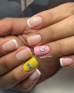 manicura francesa corta bob esponja