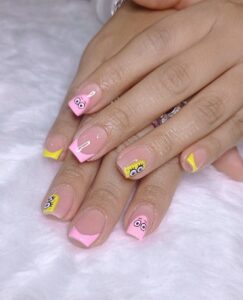 manicura frncesa rosa bob esponja 