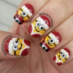 uñas navidad minions