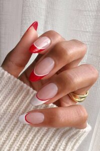 manicura roja y blanca