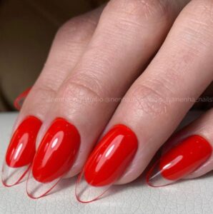 uñas francesa transparente roja